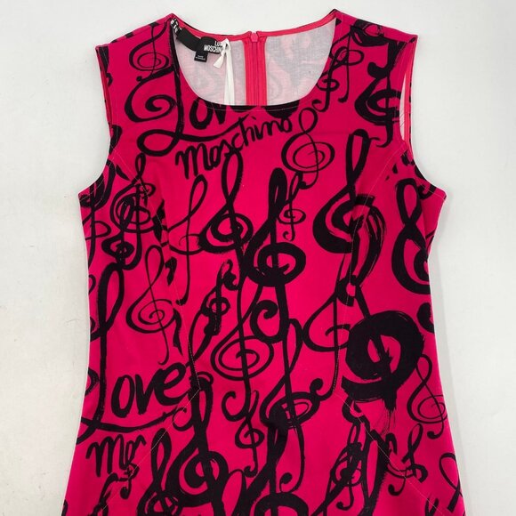 Love Moschino Pink Black Music Note Mini Dress | Size 6 - Picture 9 of 11